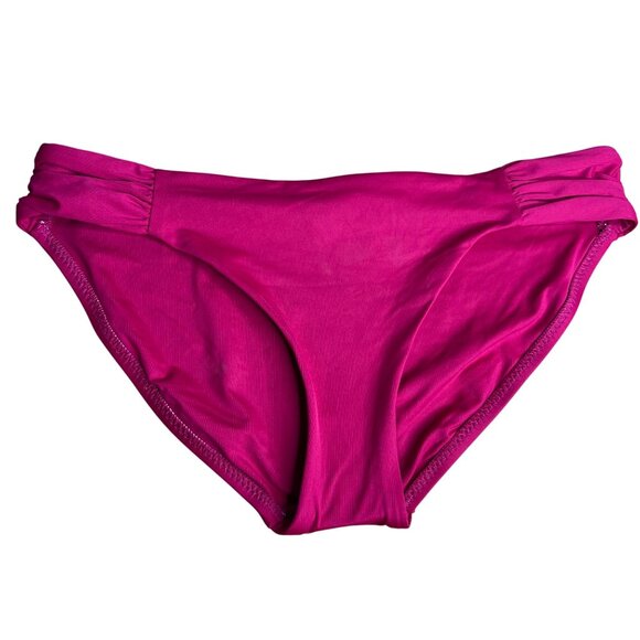 Becca by Rebecca Virtue Color Code Hipster Bikini Bottom Size M Shirred Pink NEW - Picture 1 of 6